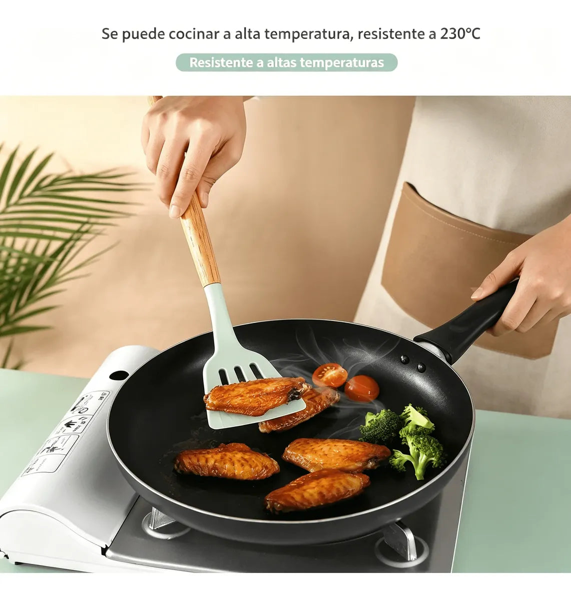 Set De Utensilios Para Cocina X12 Piezas En Silicona Verde